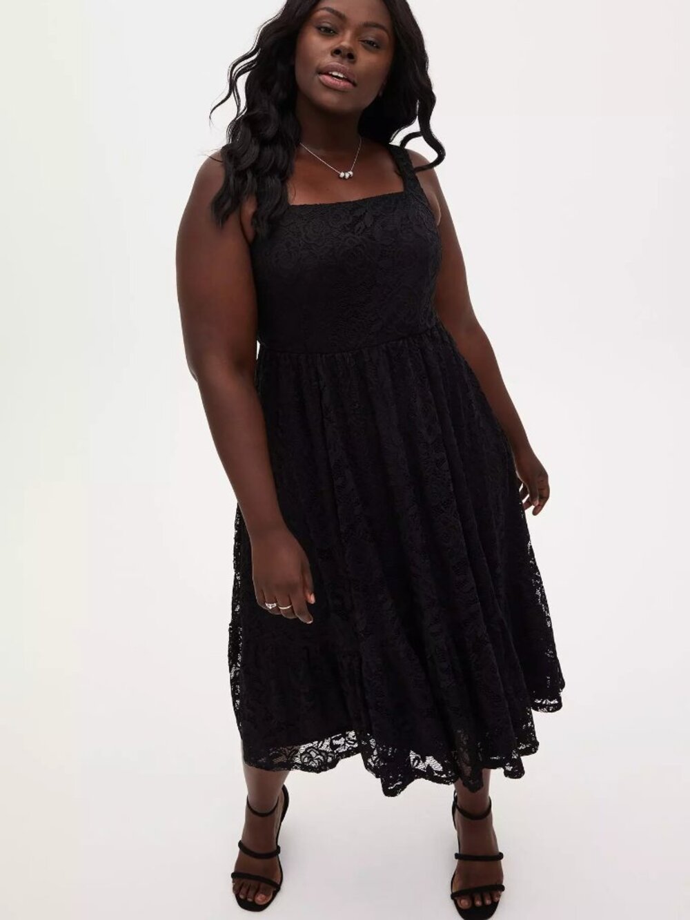 Torrid Midi Lace Square Neck Skater Dress